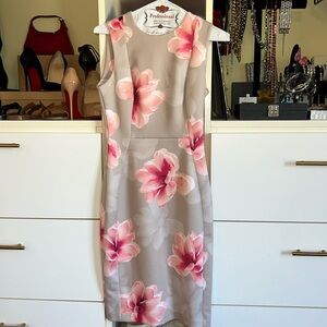 Beige and ink floral dress